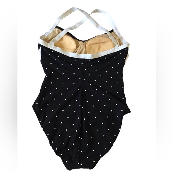 Black and White Polka Dot Crisscross Swimsuit - Picture 2 of 5